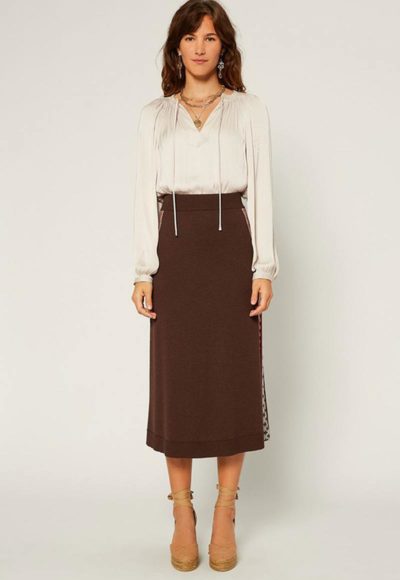 Brown Jacquard Skirt