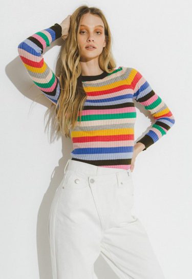 Colorful Ribbed Sweater