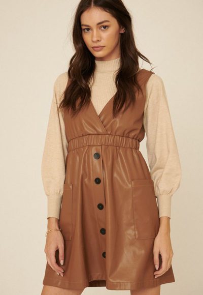 Taupe Faux Leather Dress
