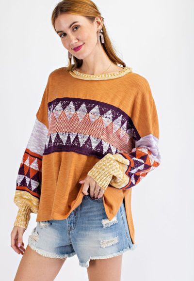 Camel Patched Sweater