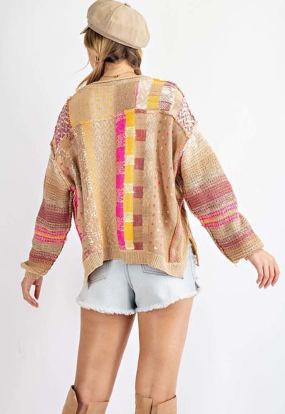 Tan Patchwork Sweater