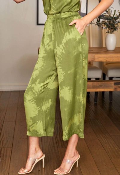 Avocado Green Silk Pants