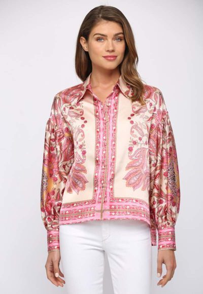 pattern satin blouse