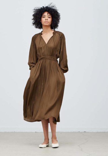 brown silk dress