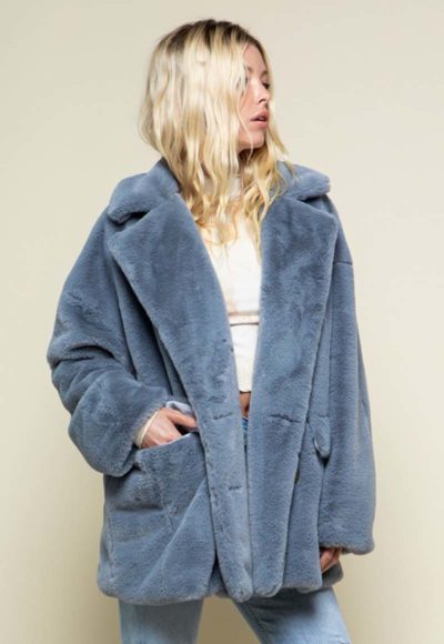 blue fur jacket