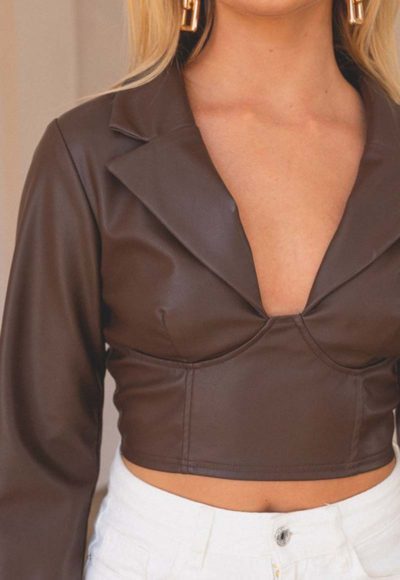 faux leather top