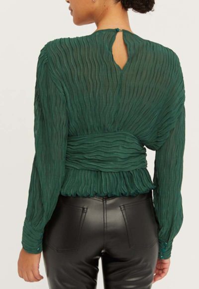 Green Pleated Top back