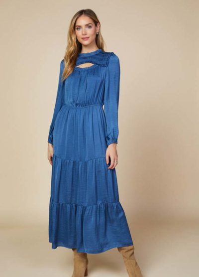 Smoky Blue Satin Dress