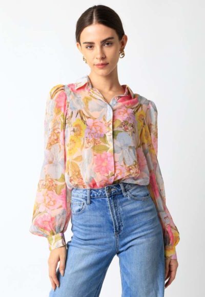 Pink Floral Top front