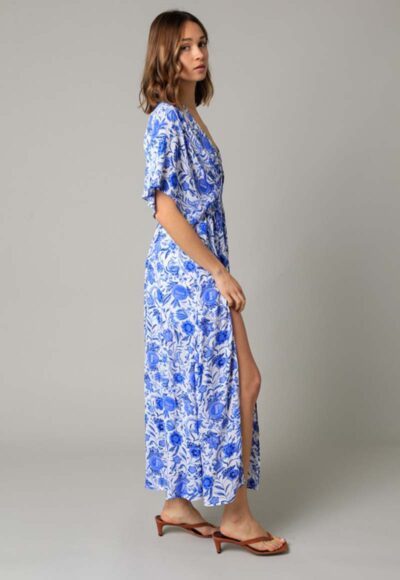 Blue Floral Dress side