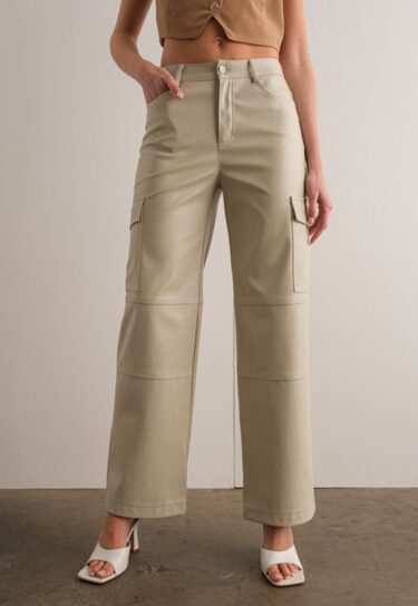 Taupe Faux Leather Pants