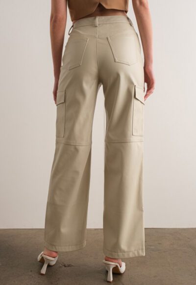 Taupe Faux Leather Pants