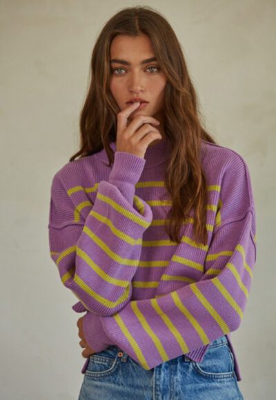 purple stripe sweater