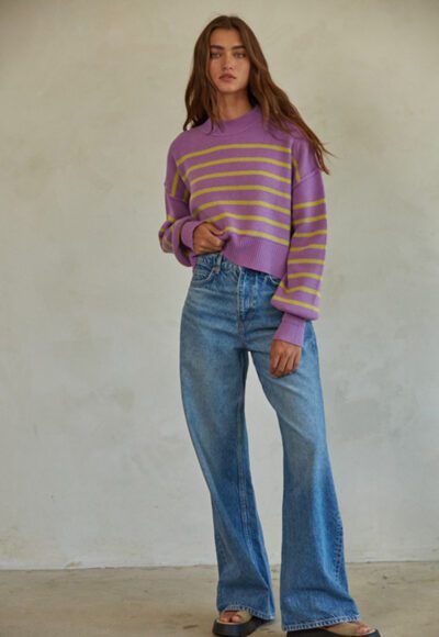purple stripe sweater