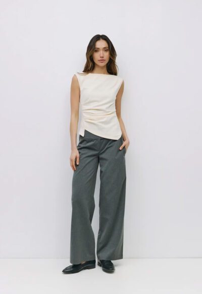 Asymmetrical Cream Top - Image 2