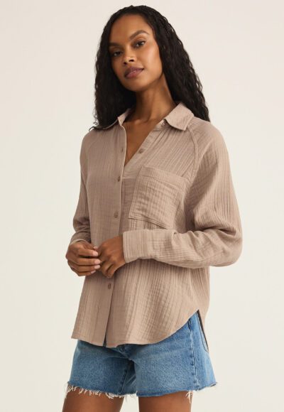 Taupe Gauze Top - Image 2