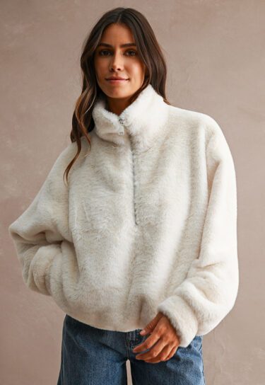 Cream Fur Zip Up